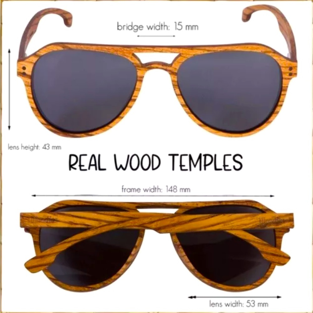 Woodies Full Zebra Wood Top Gun Sunglasses